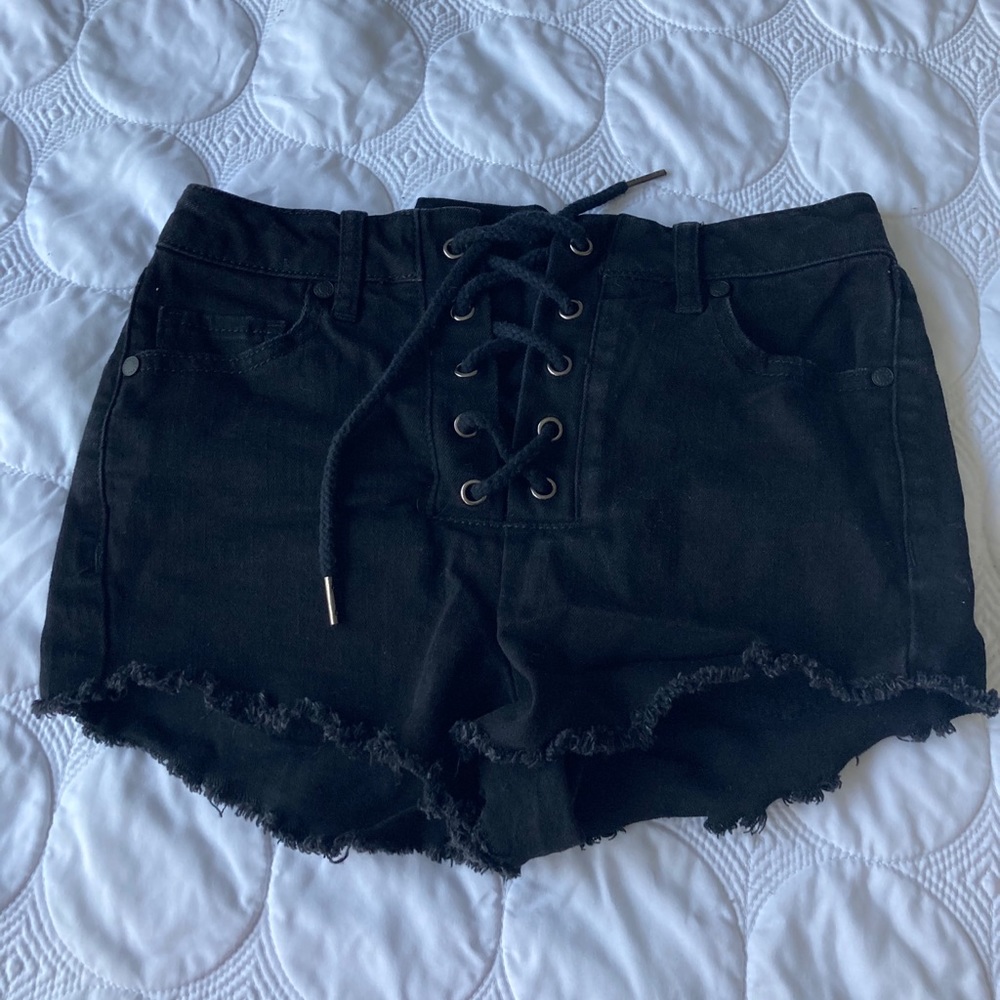 Refuge lace-up high waist shorts